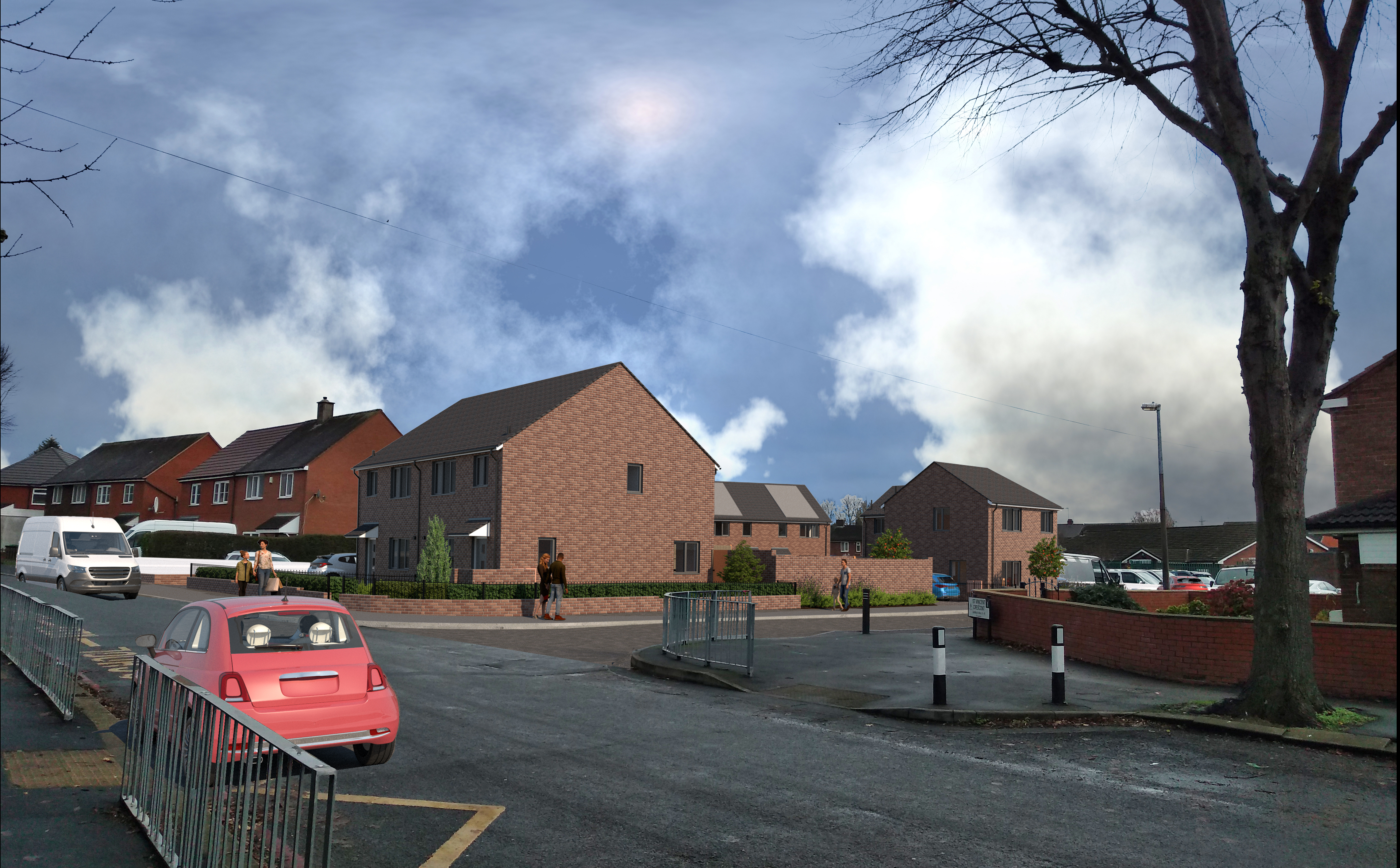 Artists impression of housing development road view